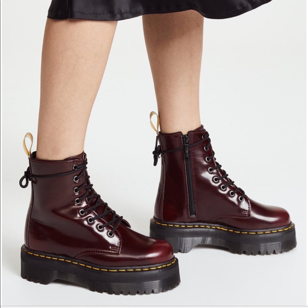 Dr. Martin ox blood combat boots.